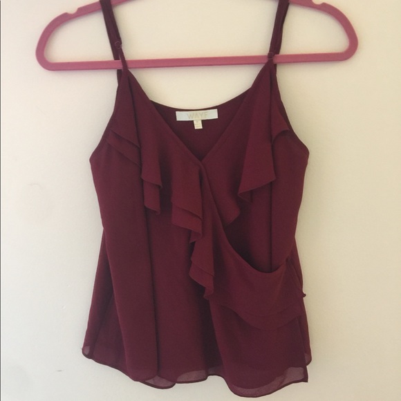 Wayf Tops - WAYF burgundy tank with ruffles